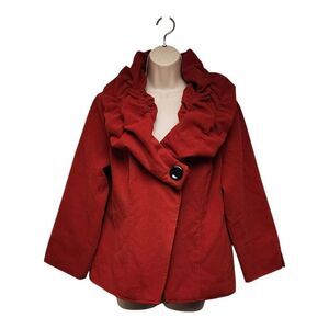 Multiples Women’s Single Breasted Long Sleeve Red Jacket Coat Size Large